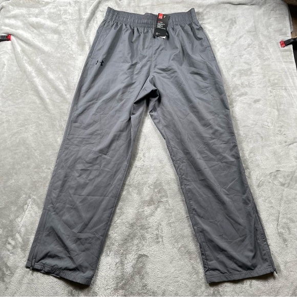 Under Armour UA Vital Warmup Pants Mens L Pockets Woven Heatgear Activewear Grey - Picture 1 of 7